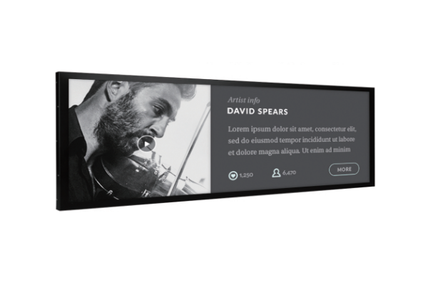 Aplicación de la pantalla de barra estirada en nuevas máquinas de publicidad minorista