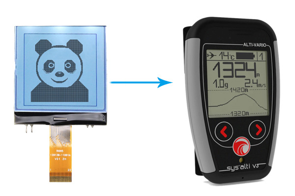 Aplicación de la pantalla LCD gráfica 128x128 Pantalla de visualización en Instrumentos de vuelo parapLider